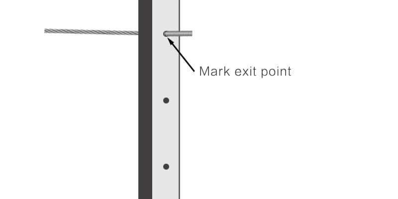 cable railing kit install-mark exit point